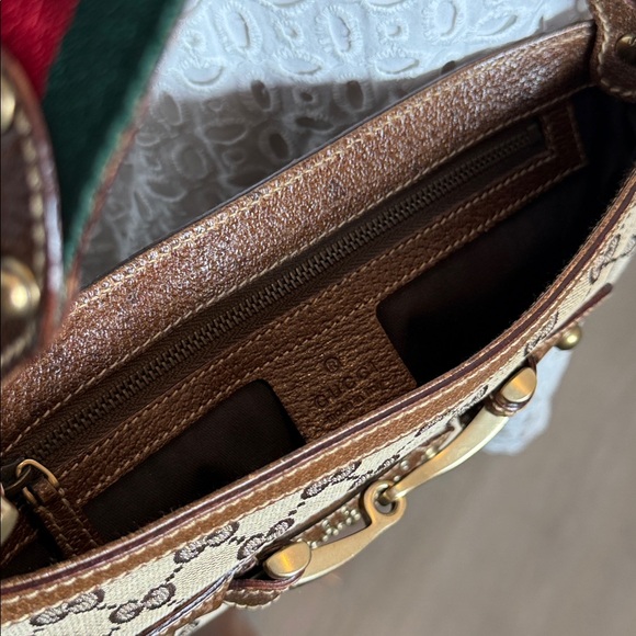 Gucci GG monogram studded horse bit web shoulder bag